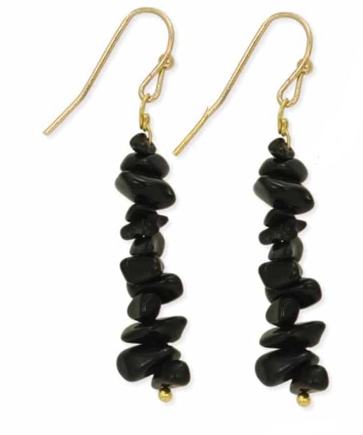 GEMSTONE BEADED LONG HOOK EARRING