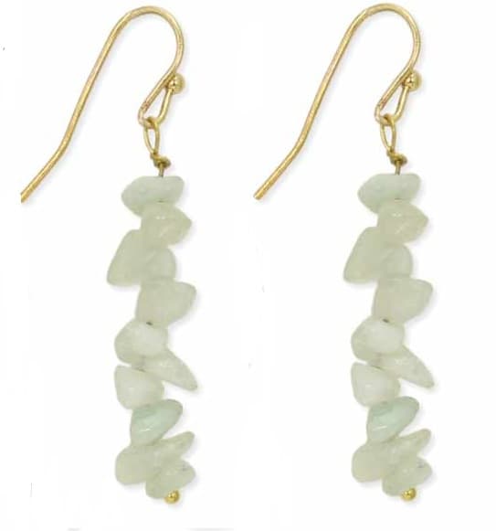GEMSTONE BEADED LONG HOOK EARRING