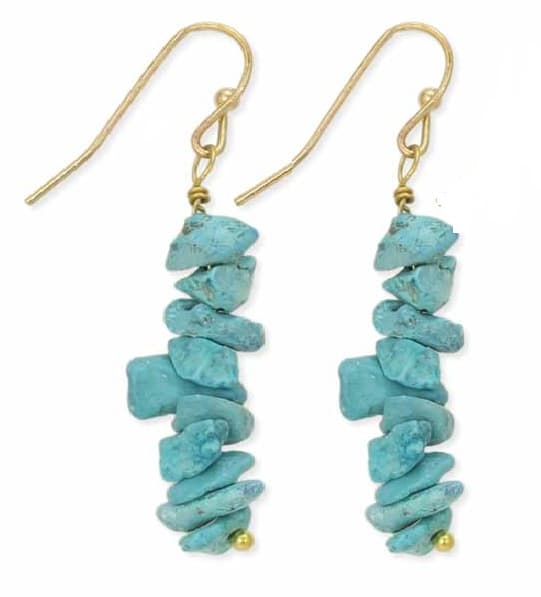 GEMSTONE BEADED LONG HOOK EARRING