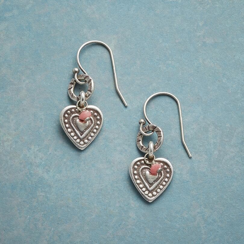SMALL HEART SILVER METAL DANGEL EARRING