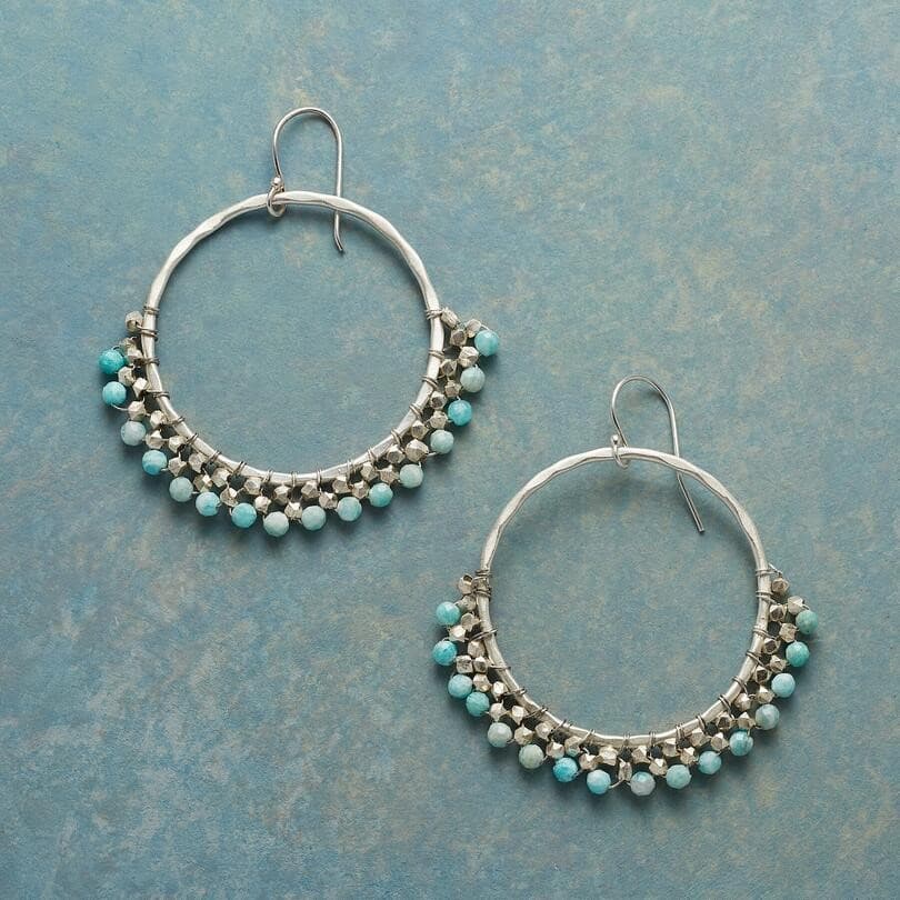 SILVER TURQ SEED BEAD DANGEL EARRING