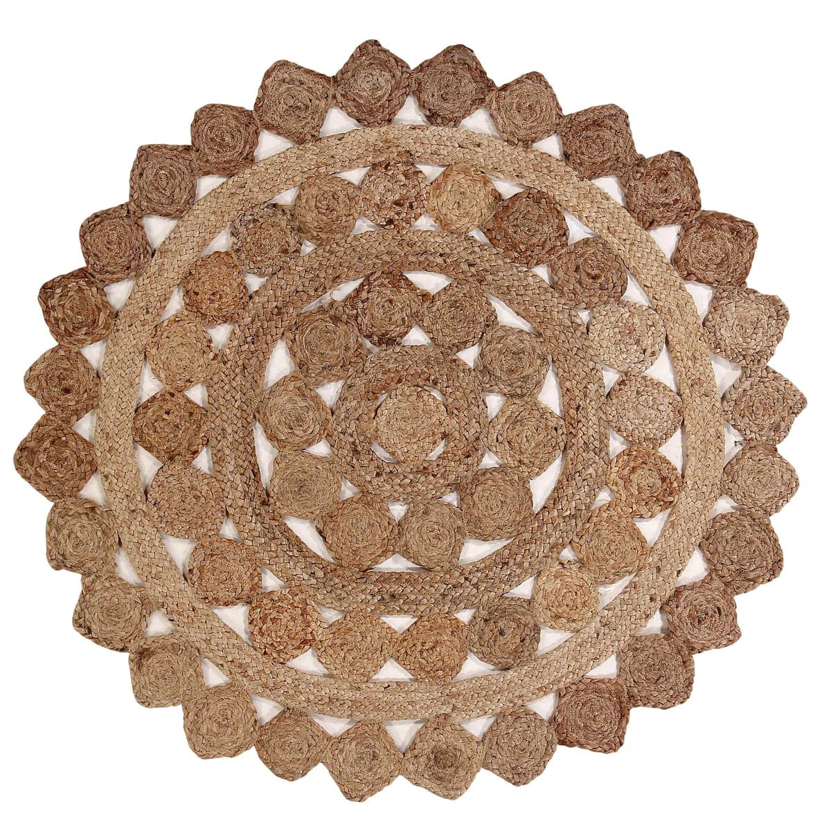 DIAMOND PATTERN JUTE BRAIDED RUG