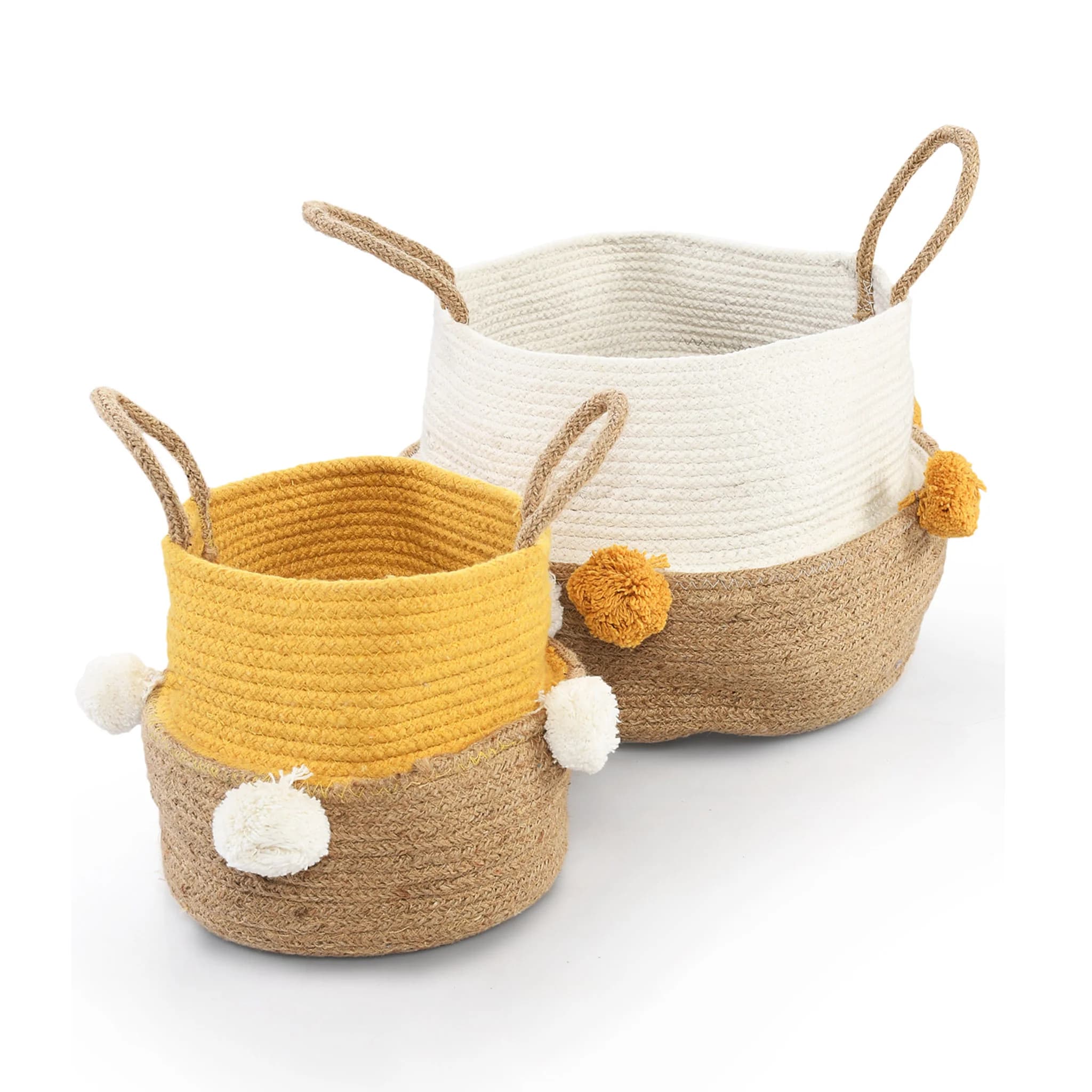 SET OF COTTON AND JUTE WOVEN BASKET