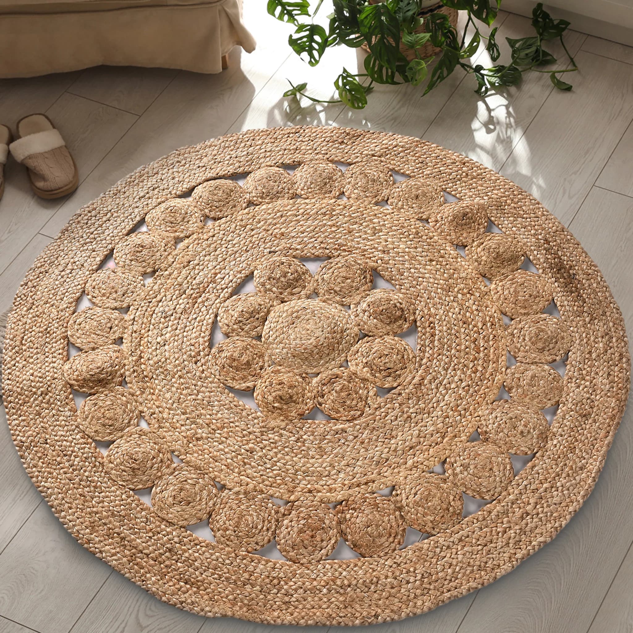 CIRCULAR PATTERN JUTE BRAIDED RUG