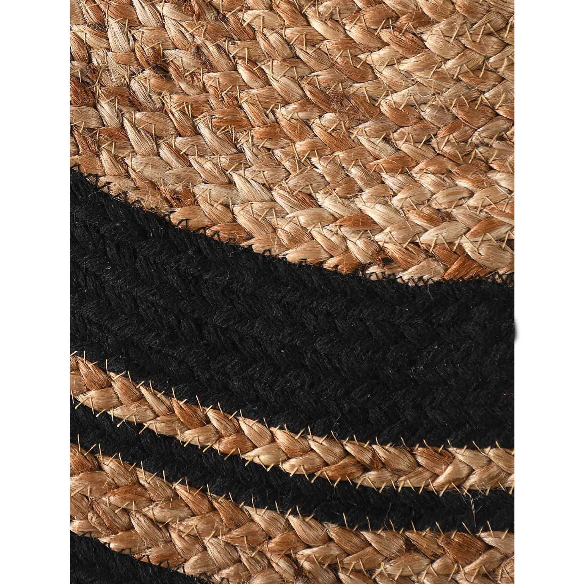 ROUND COTTON AND JUTE WOVEN RUG WITH TASSELS