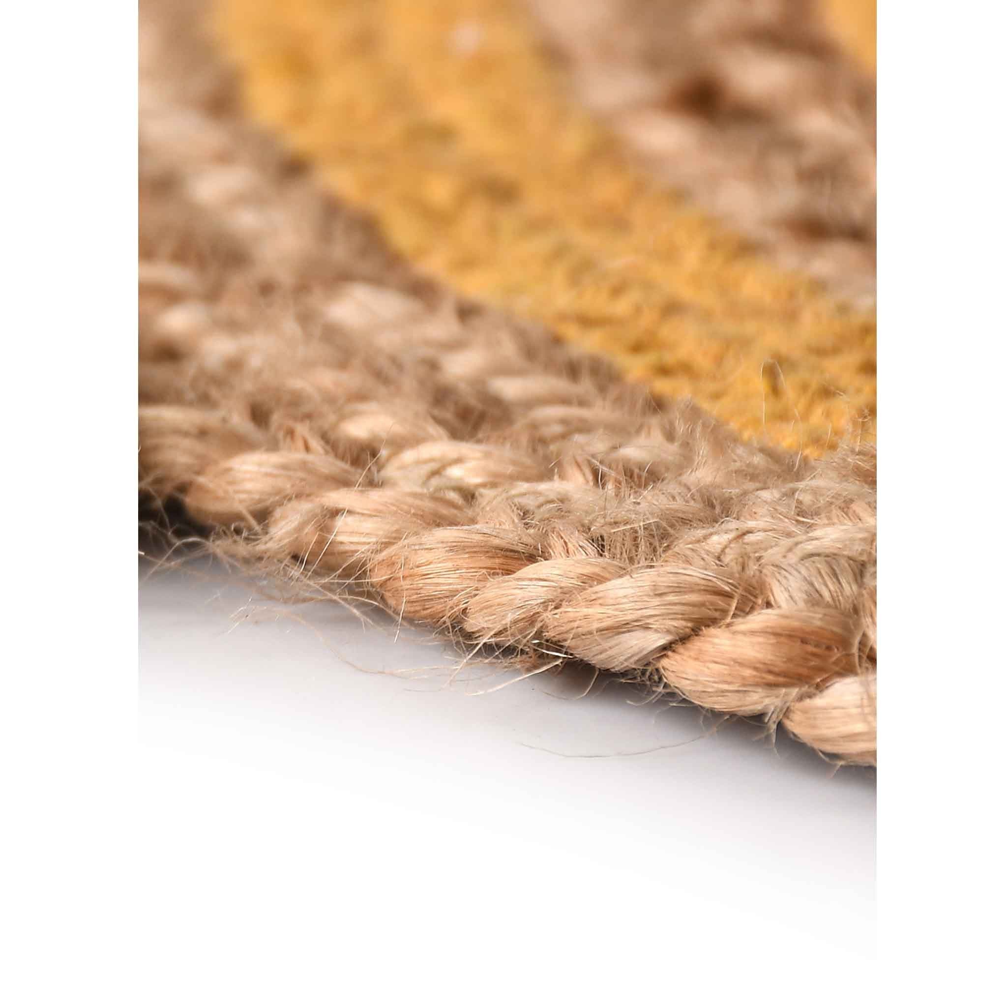 ROUND COTTON AND JUTE WOVEN RUG WITH TASSELS