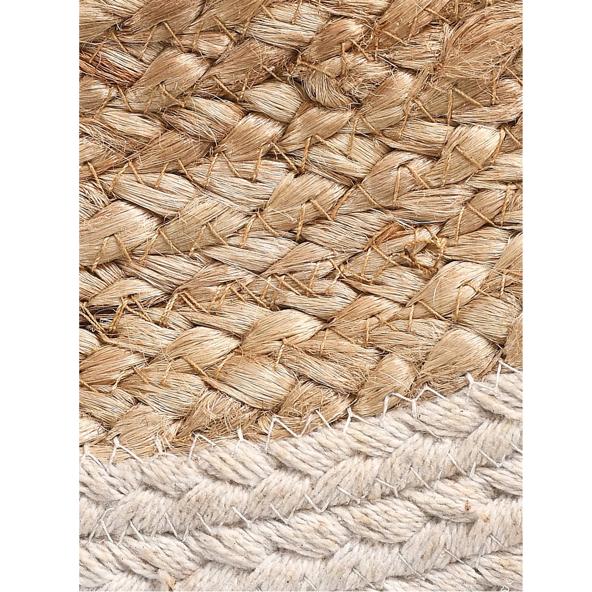 ROUND COTTON AND JUTE WOVEN RUG WITH TASSELS