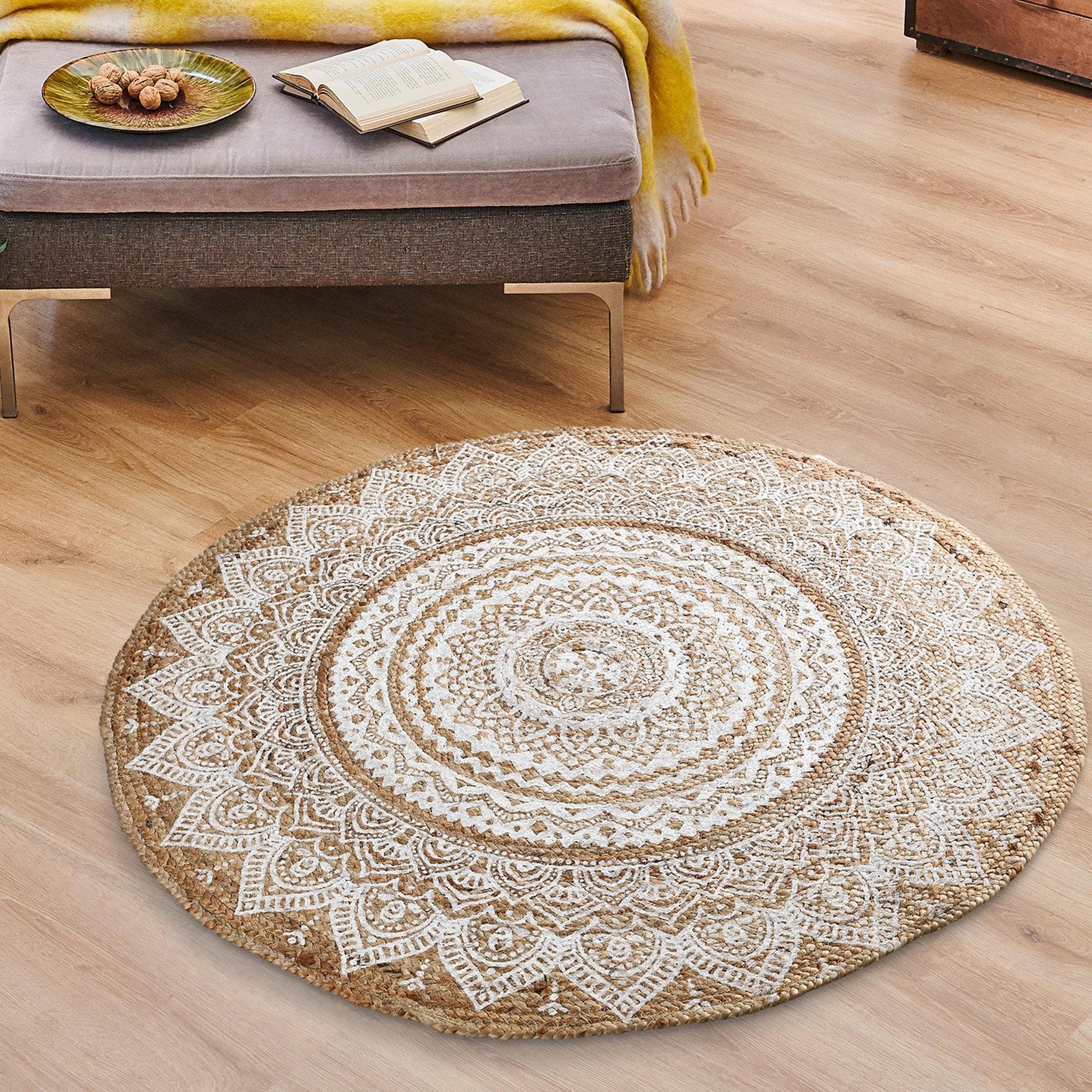 MANDALA PRINT JUTE WOVEN RUG