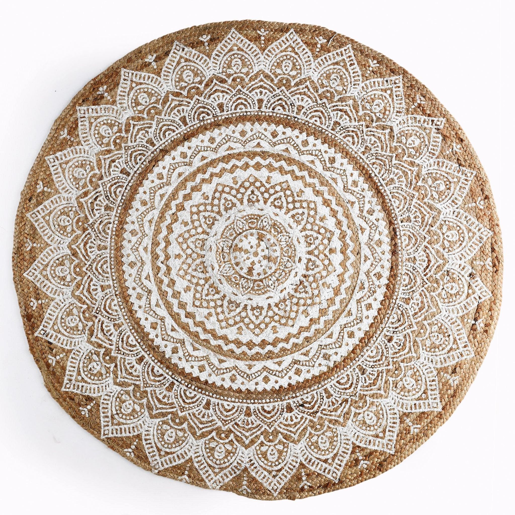 MANDALA PRINT JUTE WOVEN RUG