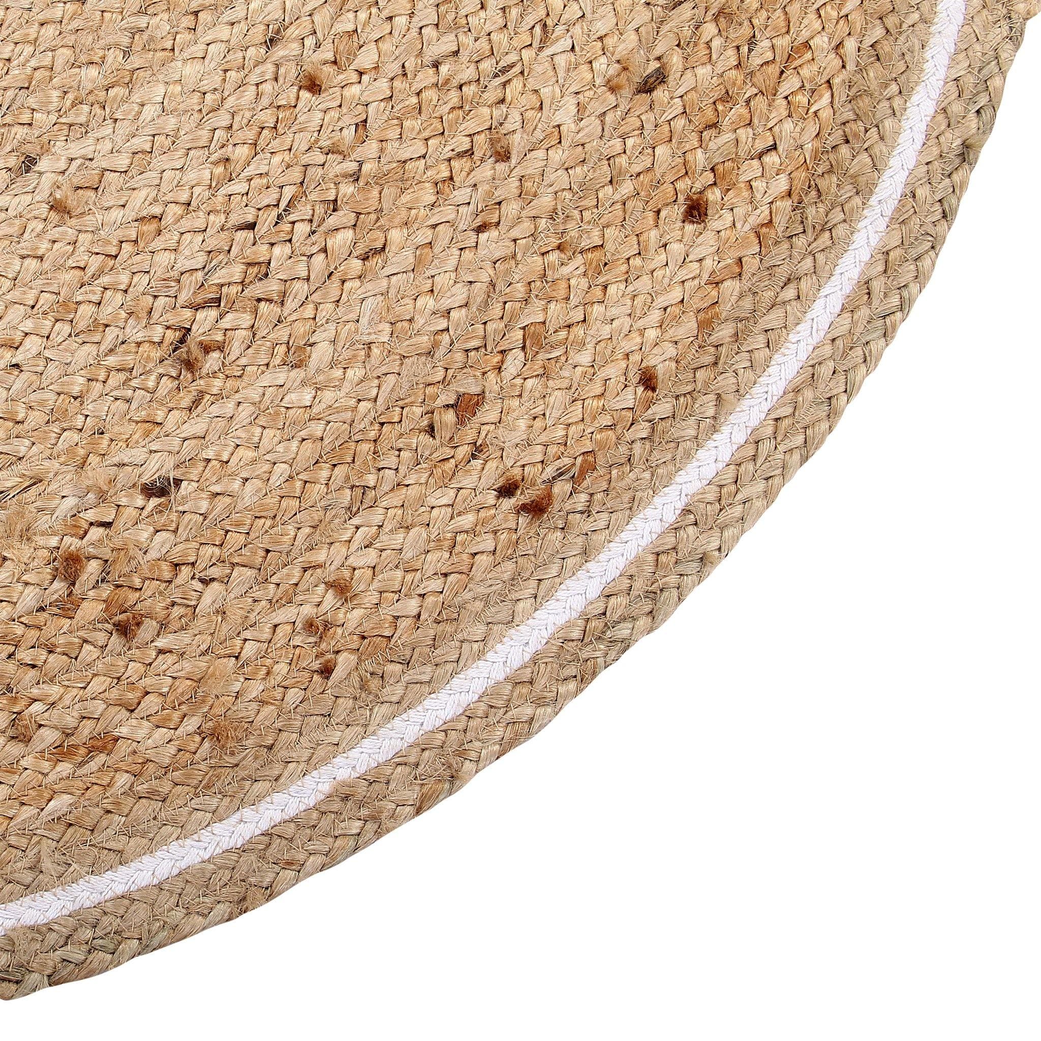 BLACK WHITE AND NATURAL JUTE WOVEN RUG