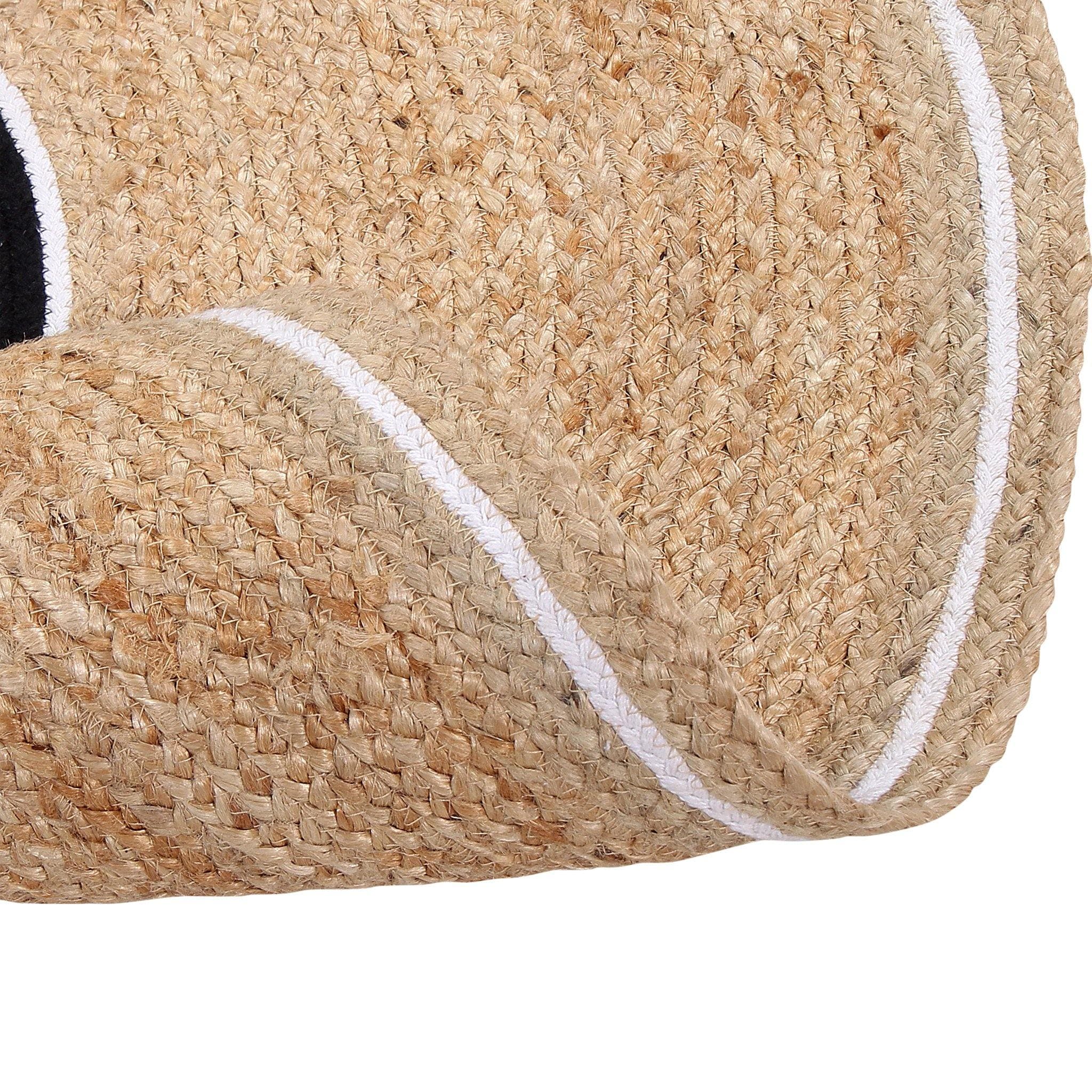 BLACK WHITE AND NATURAL JUTE WOVEN RUG