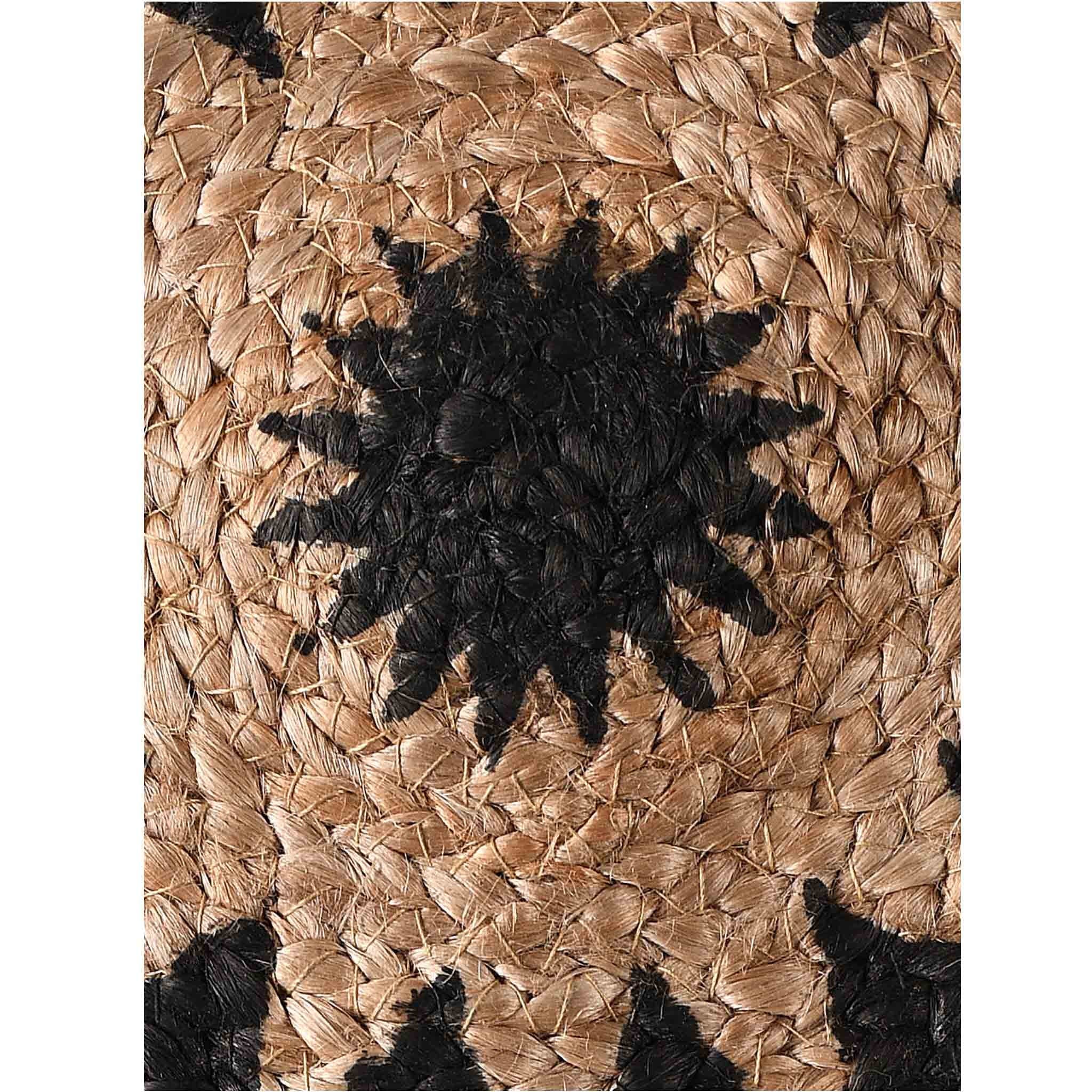 BLACK SYMMETRIC PRINT JUTE WOVEN RUG