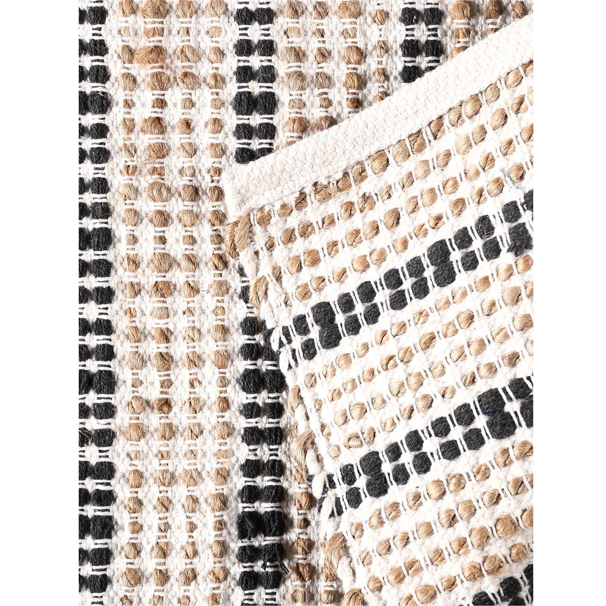JUTE AND COTTON STRIPED RECTANGLE RUG