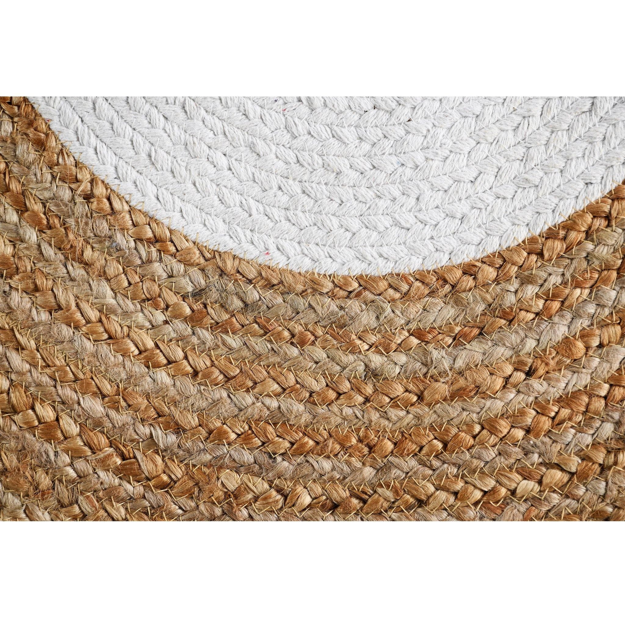 NATURAL JUTE BRAIDED RUG WITH WHITE BORDER