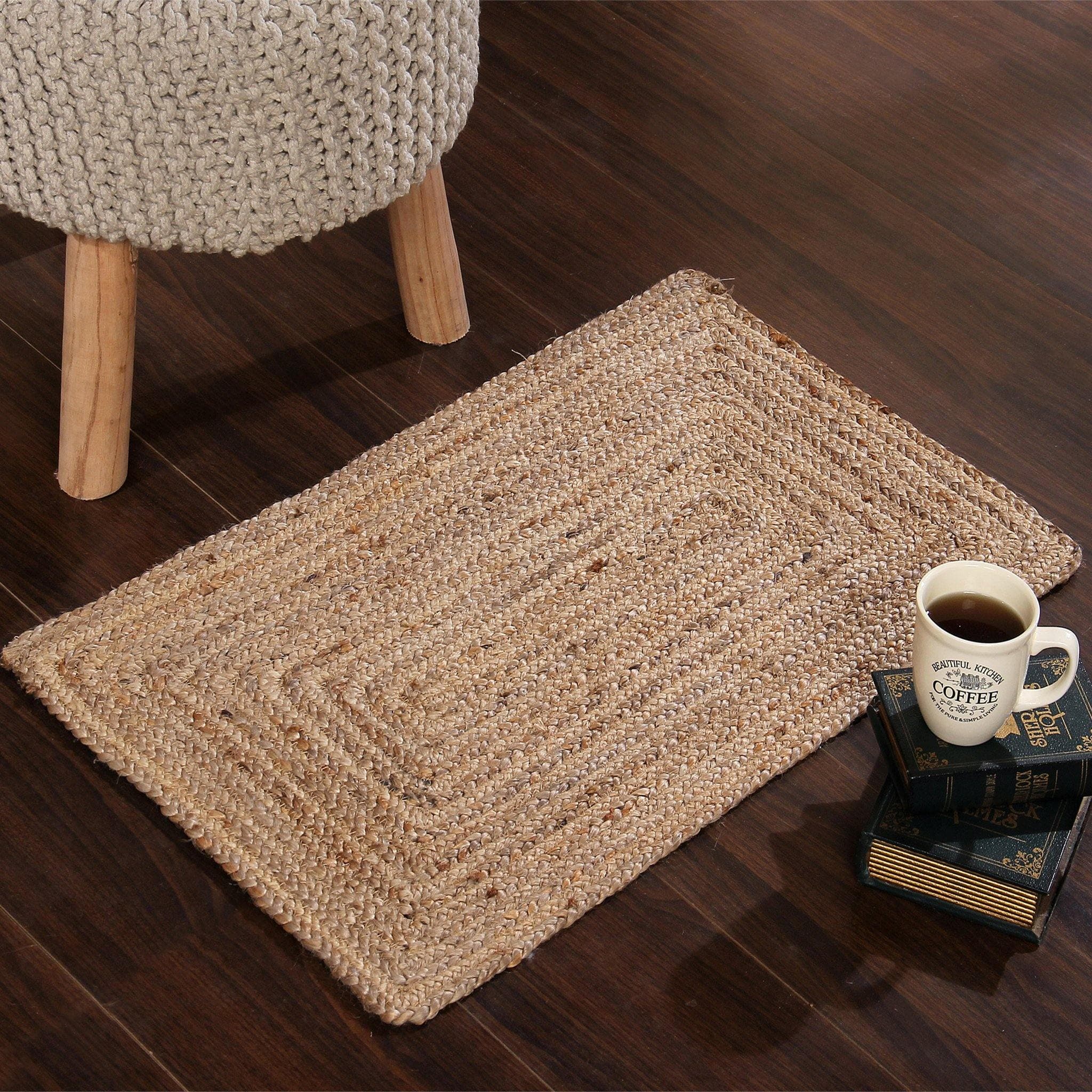 NATURAL JUTE BRAIDED RECTANGLE RUG
