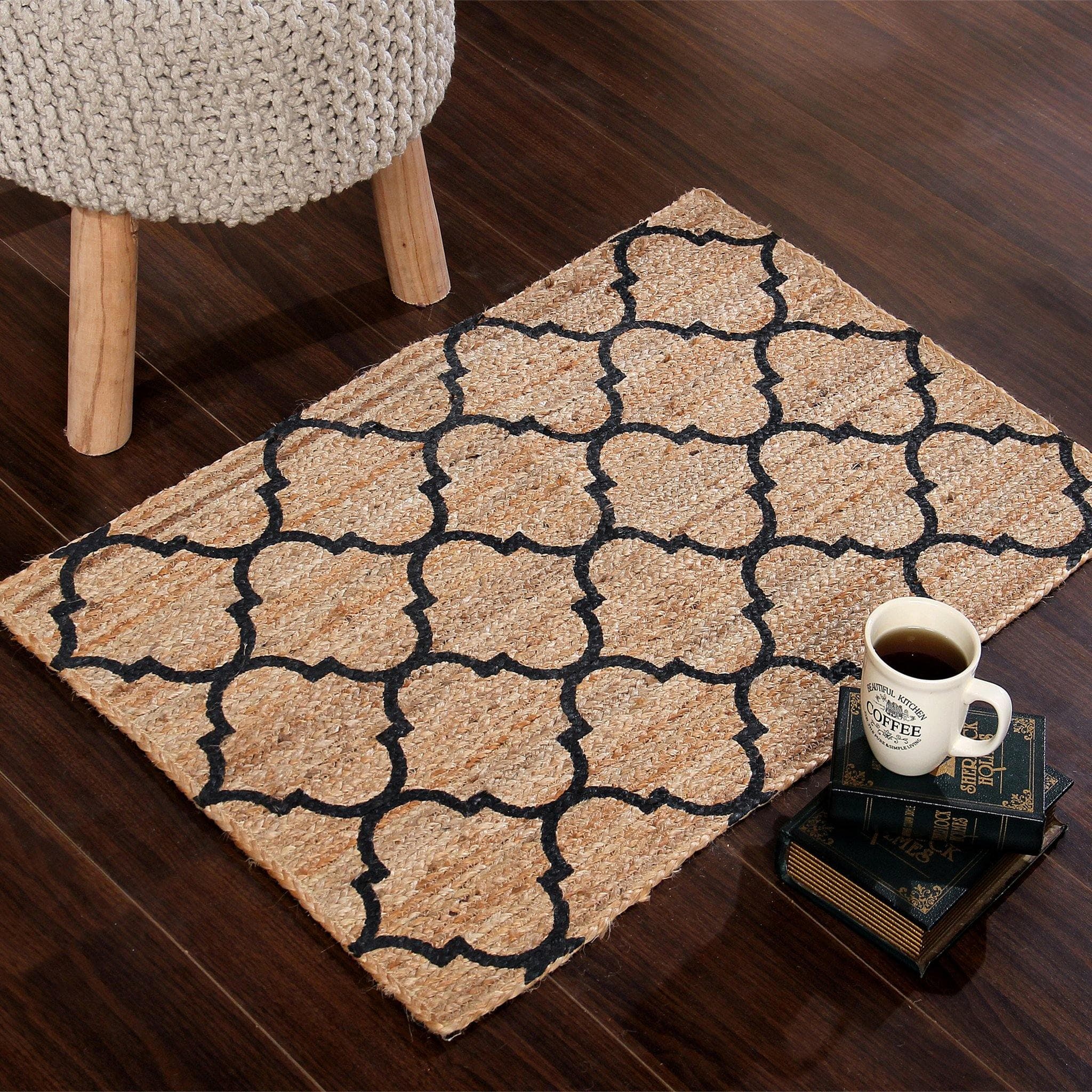 DIAMOND PRINT JUTE BRAIDED RECTANGLE RUG