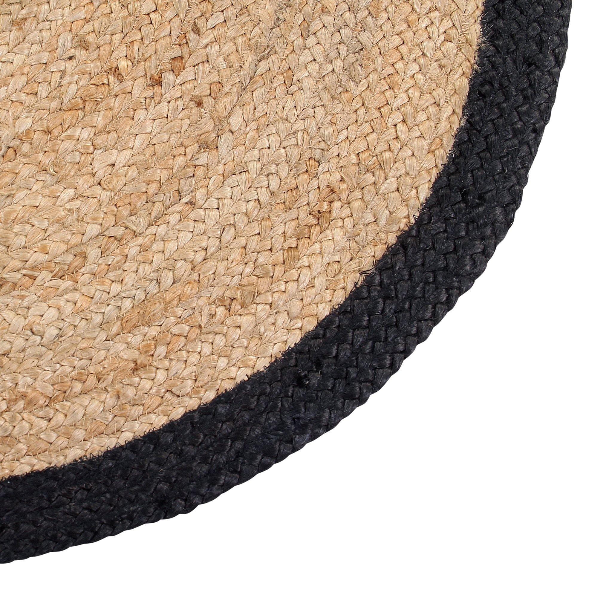 NATURAL JUTE BRAIDED RUG WITH BLACK  BORDER