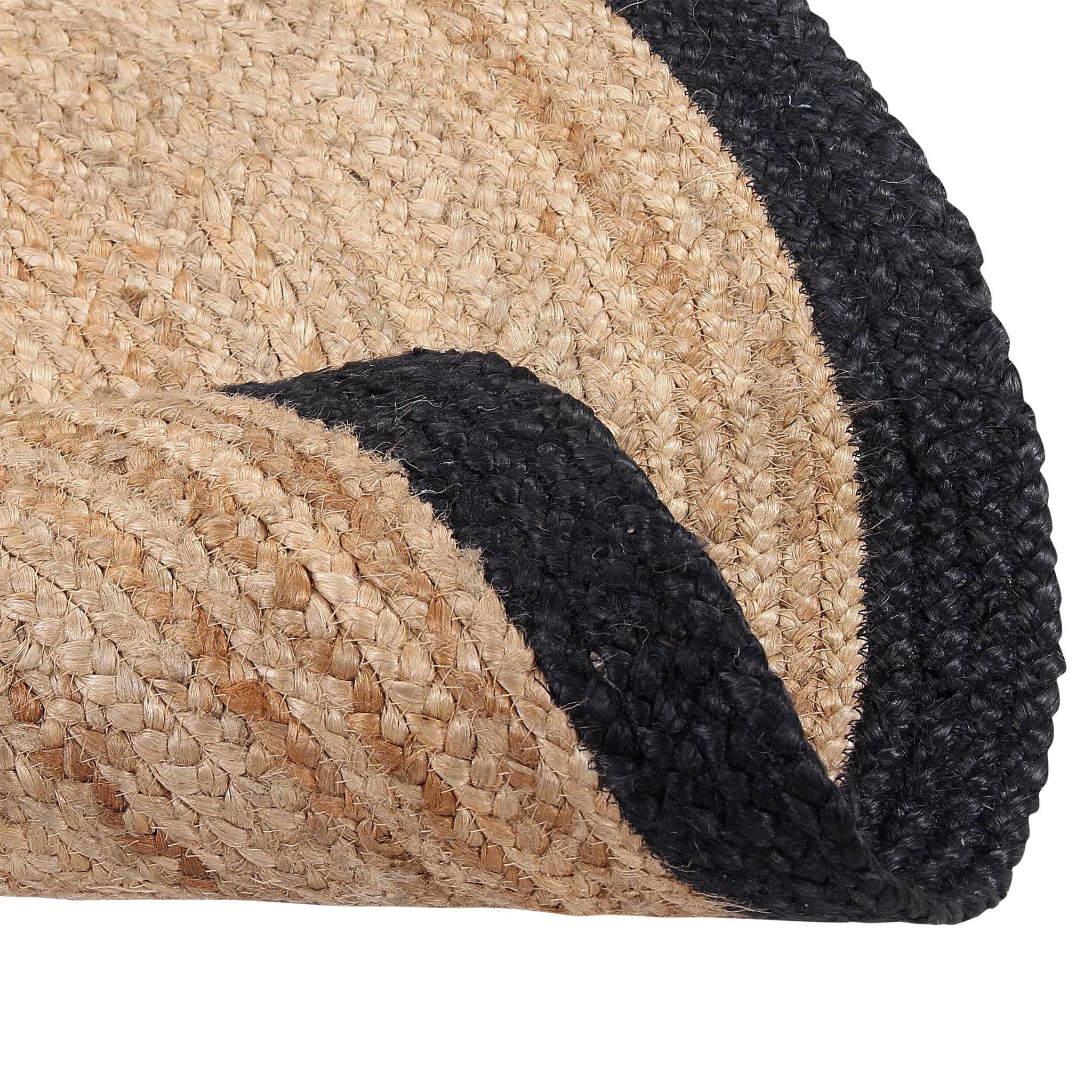 NATURAL JUTE BRAIDED RUG WITH BLACK  BORDER