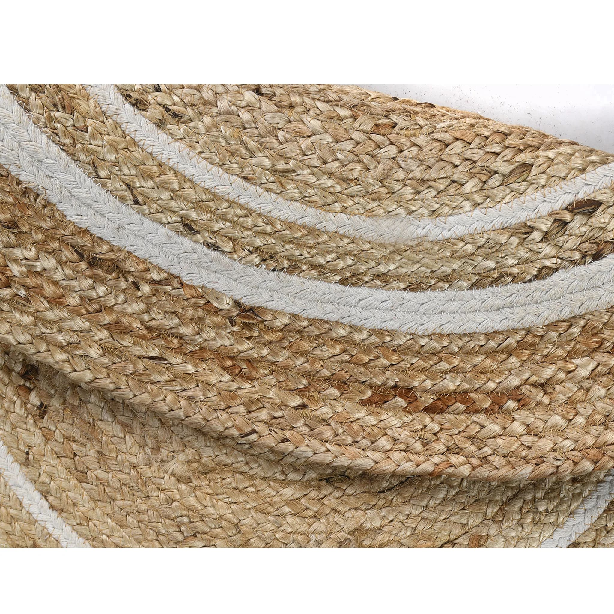 CIRCLULAR COTTON AND JUTE BRAIDED ROUND RUG