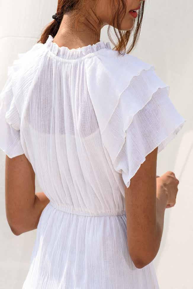 WHITE TIERED MIDI DRESS