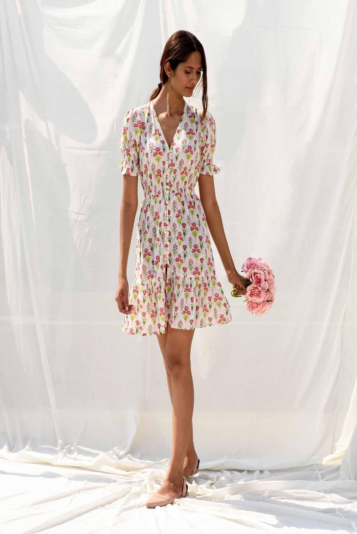 FLORAL PRINT A LINE DRESS