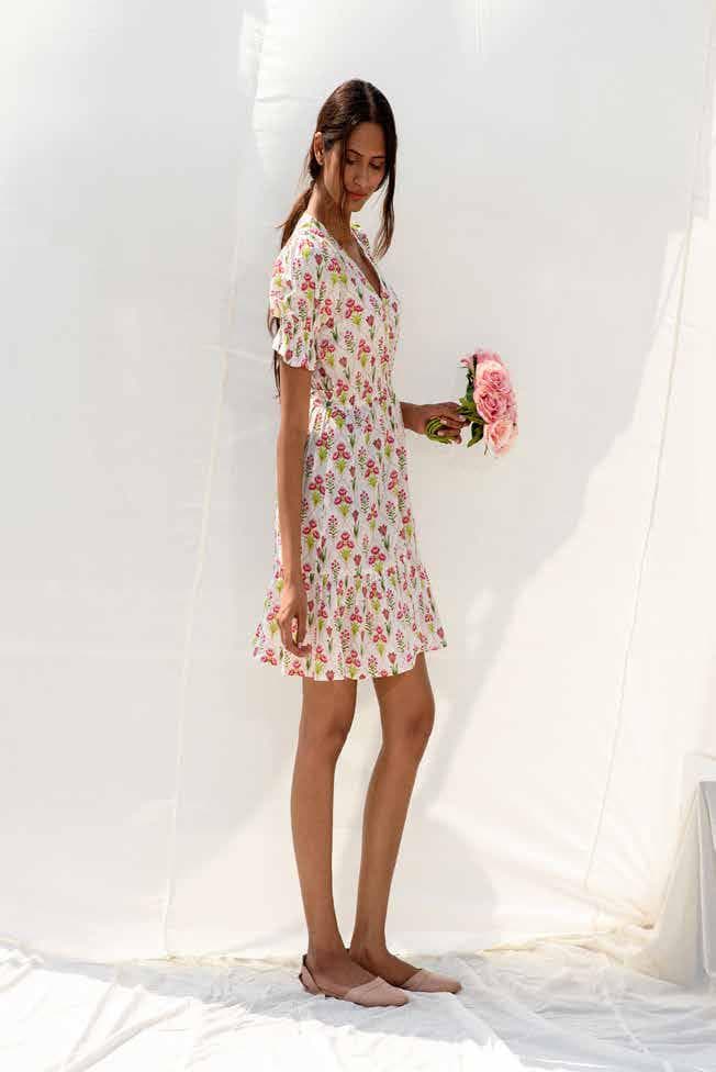 FLORAL PRINT A LINE DRESS
