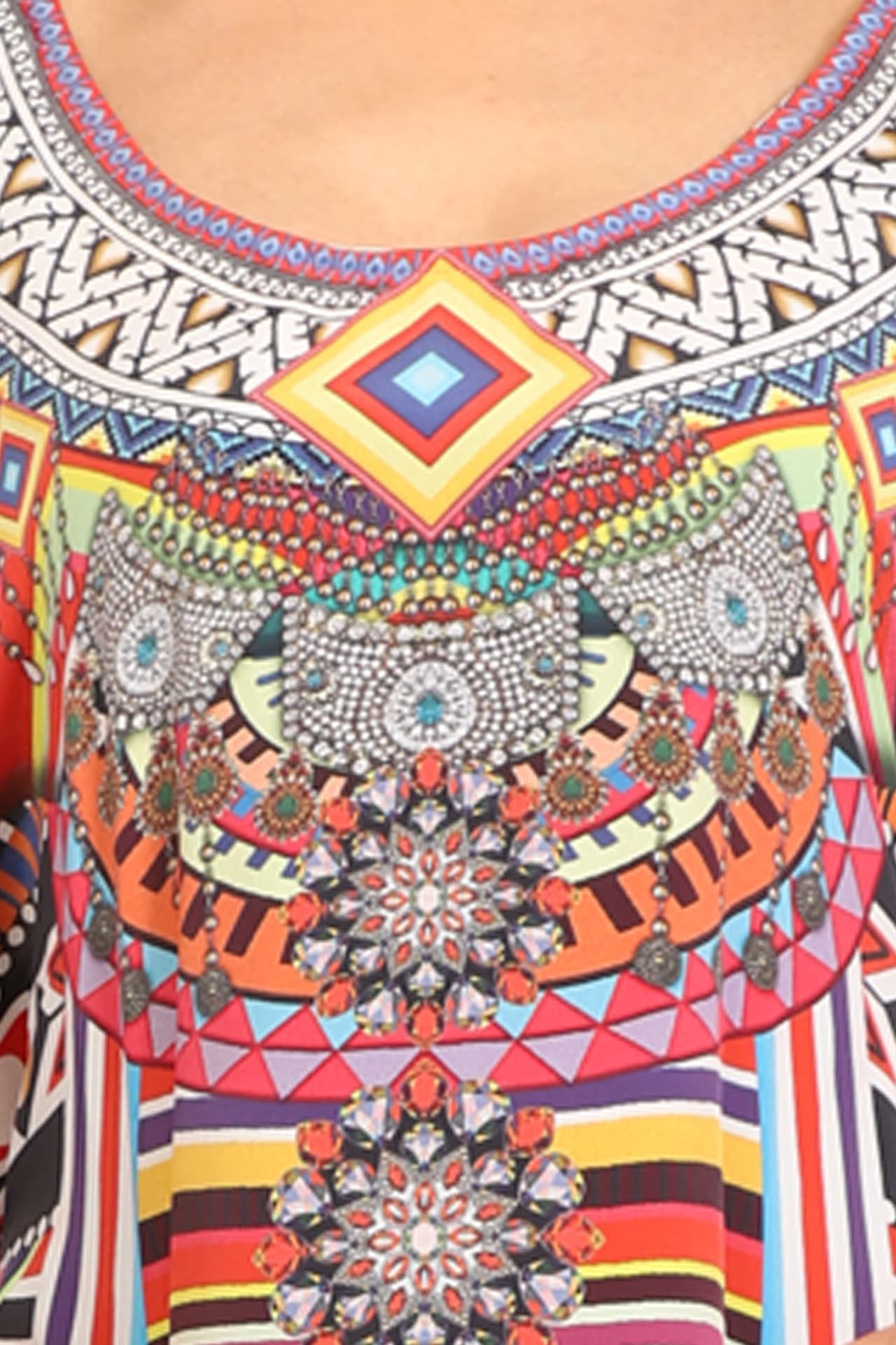 MULTI GEOMETRICAL PATTERN CREPE KNEE LENGTH KAFTAN