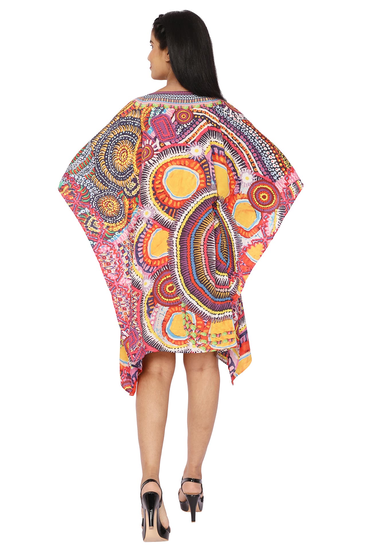 MULTI COLOR PRINTED KNEE LENGTH CREPE KAFTAN