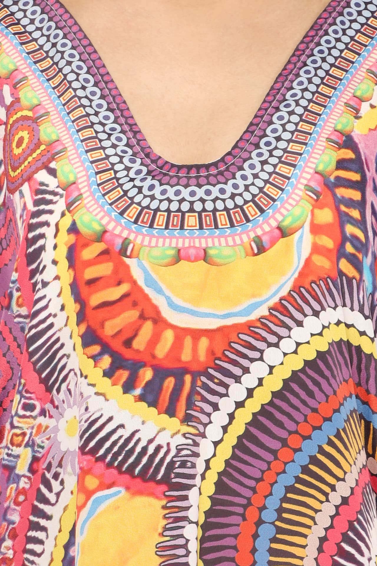 MULTI COLOR PRINTED KNEE LENGTH CREPE KAFTAN