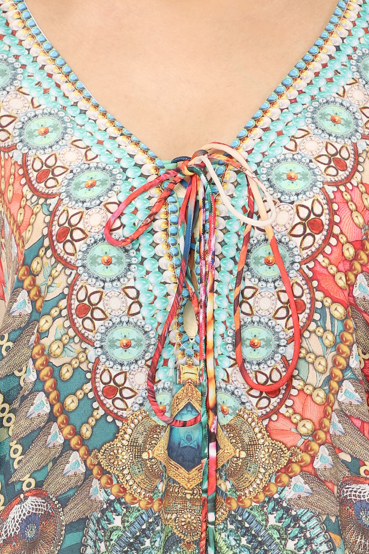 BLUE LOTUS PRINT LONG CREPE KAFTAN