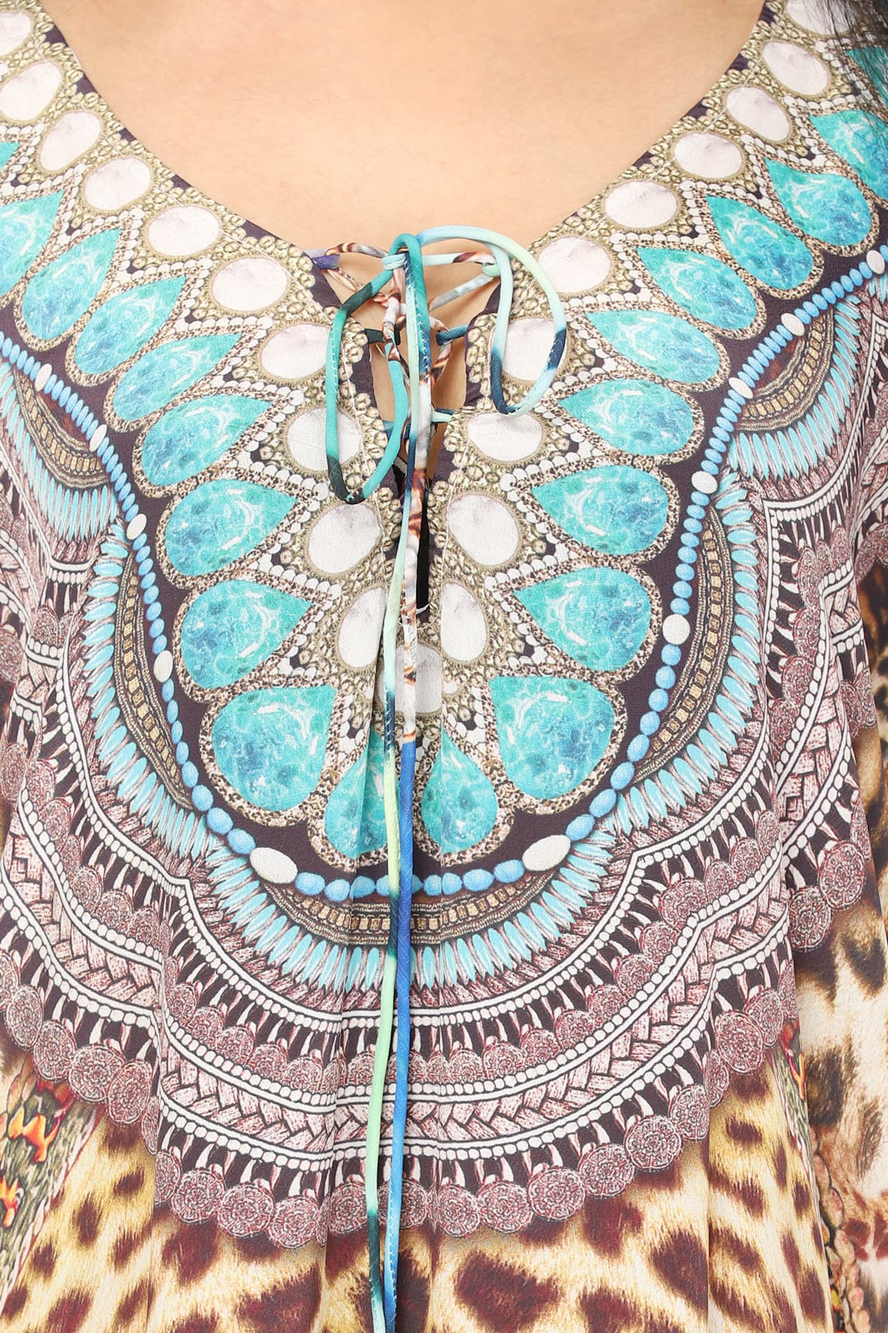 LEOPARD PRINT LONG CREPE KAFTAN