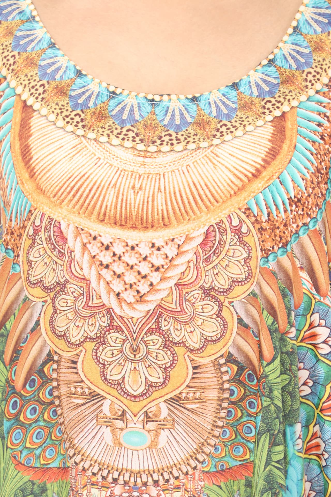YELLOW MULTI PRINTED LONG CREPE KAFTAN