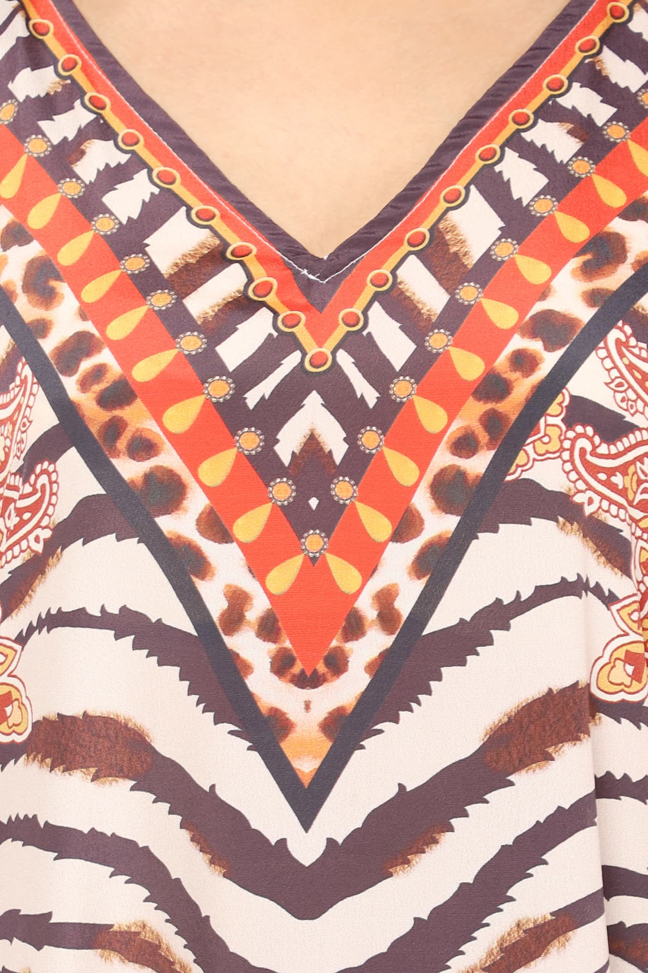 ZEBRA AND LEOPARD PRINT LONG CREPE KAFTAN