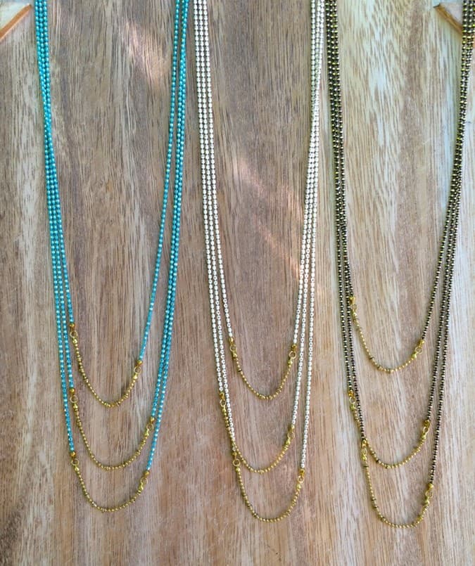 GLASS BEAD MIDDEL LOWER GOLDEN COLOR DESIGN LONG NECKLACE