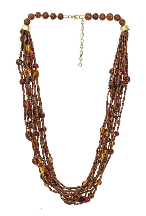 BROWN MULTI ROW NECKLACE