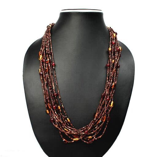 BROWN MULTI ROW NECKLACE