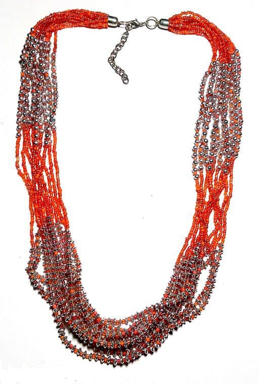 CORAL COLOUR MULTI ROW SEED BEAD NECKLACE