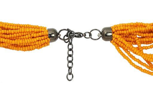 ORANGE MULTI STRANDS SEED BEAD NECKLACE