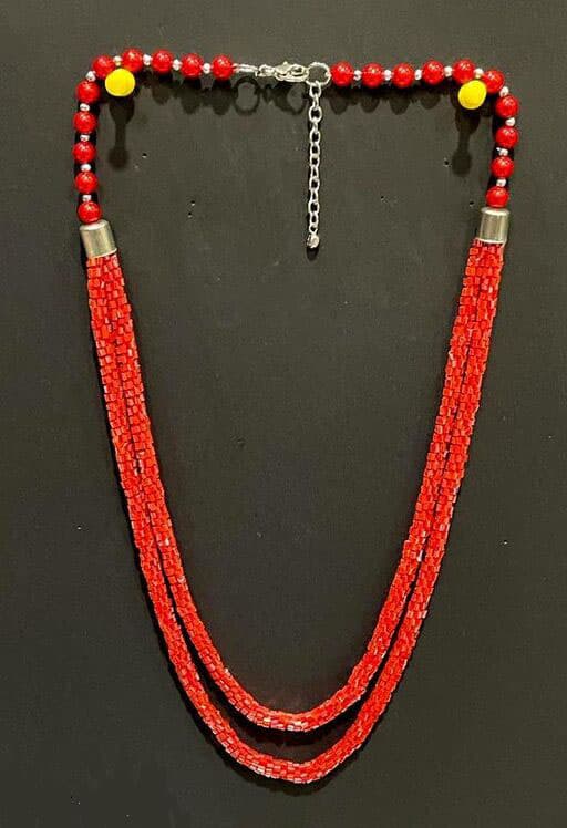 RED GLASS AND CUT BEAD NECKLACE