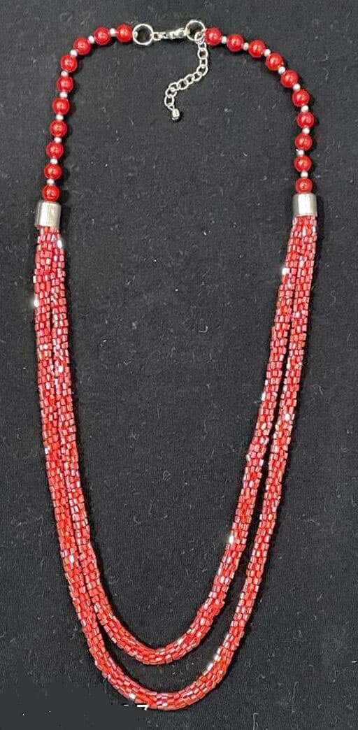RED GLASS AND CUT BEAD NECKLACE