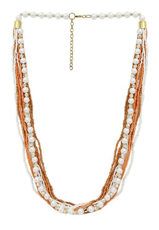 WHITE NUDE MULTI ROW SEED BEAD NECKLACE