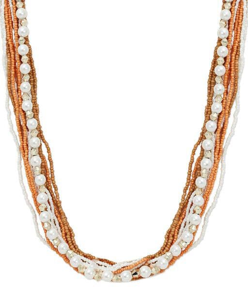 WHITE NUDE MULTI ROW SEED BEAD NECKLACE