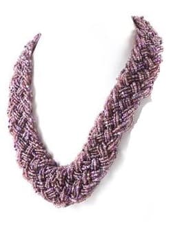 PURPLE MULTI SEED BEAD BRAIDED NECKLACE