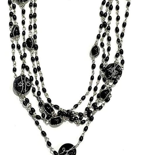 BLACK SILVER MULTI STRANDS NECKLACE