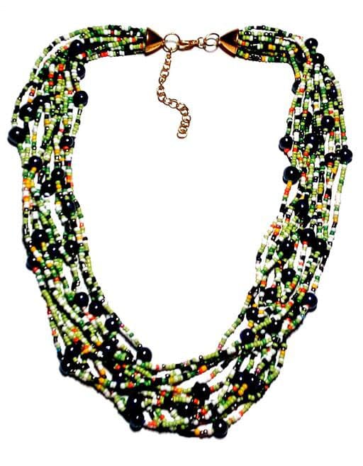 GREEN MULTI SEED BEAD NECKLACE