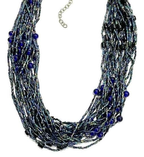 TEAL BLUE MULTI SEED BEAD NECKLACE