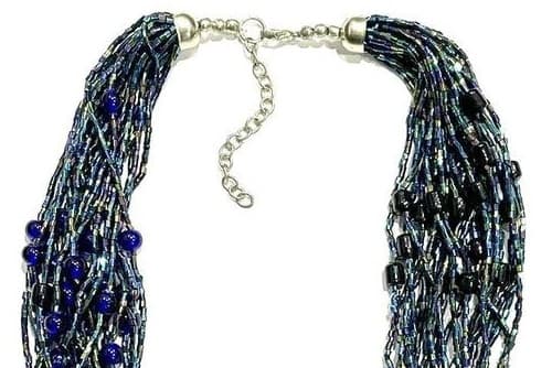 TEAL BLUE MULTI SEED BEAD NECKLACE
