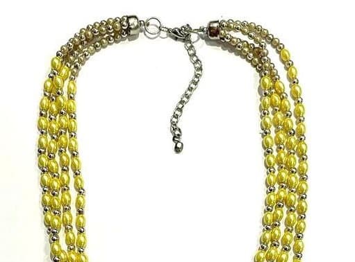 YELLOW ARTIFICIAL PERAL BEAD NECKLACE