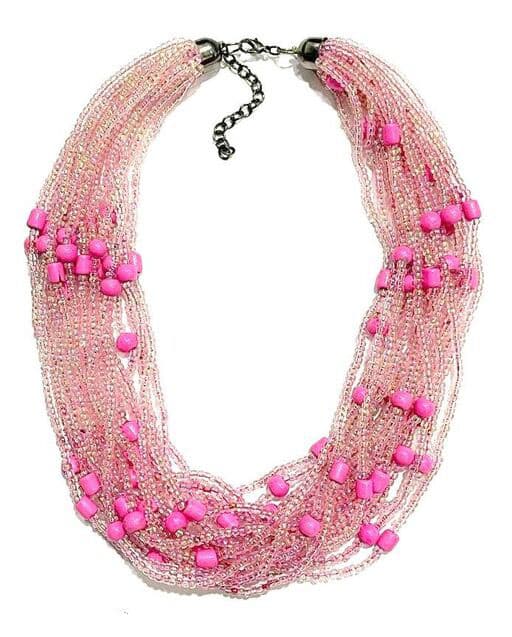 PINK SILVER INSIDE BEAD NECKLACE