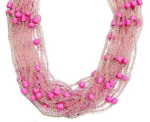 PINK SILVER INSIDE BEAD NECKLACE